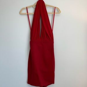 LF red backless dress